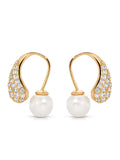 Hooked Pavé and Pearl Earrings