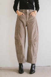 Lisette Barrel Jean in Taupe Corduroy FINAL SALE