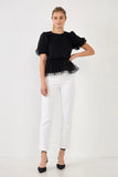 Anne Tulle Puff Sleeve Top
