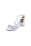 Open Toe Crystal Hollow Out Chunky Heels