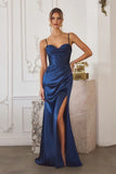 DAWSON GOWN STRETCH SATIN DRESS