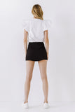 Barbra Puff Sleeve Tee in White