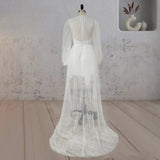A Line Polka Dot Illusion Charm Asymmetrical Wedding Dress