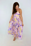Blythe Pleated Dress in Purple Multi