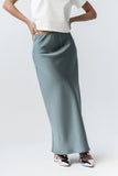 Tory Satin Maxi Skirt in Teal