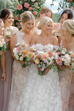 Attractive A Line Off the Shoulder Tulle Wedding Dresses