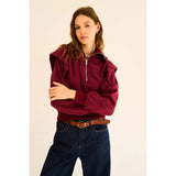 Mar Zip Up Ruffled Sweatshirt