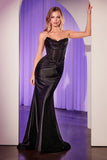 Anja Gown Satin Strapless Gown with Lace Detailing
