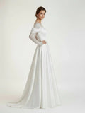 Mermaid Off the Shoulder Satin Lace Wedding Dress