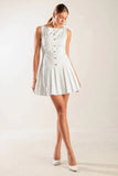 NO COMPARISONS PLEATED SKIRT MINI DRESS WHITE