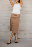 Jordan Denim Skirt in Tan FINAL SALE
