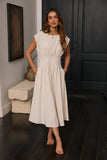 Matilda Pleated Maxi Dress in Oatmeal