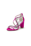 Sexy Open Toe Thin Strap Chunky Heels With Rhinestone