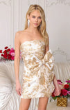 26360 Ava Presley Strapless Brocade Cocktail Dress with Bow