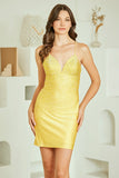 NOVALEE MINI YELLOW HOT STONE LACE UP DRESS