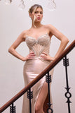 Sylvie Gown Beaded Corset Crystal Satin Dress