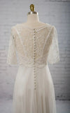 Sweetheart A line Chiffon Dress With Half sleeved Illusion Bodice