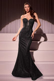 Maddox Gown Black STRAPLESS GLITTER EMBELLISHED GOWN