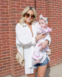 Angela Gauze Button Down Top in White