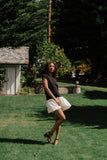 Jozie Mixed Media Mini Dress in Black