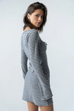 Venice Striped Mini Dress in Heather Grey