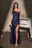 Baylor Gown Asymmetric Strapless Liquid Satin Dress