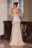 Maria Gown Crystal Champagne Beaded Dress