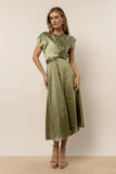 Rosalind Midi Dress in Moss FINAL SALE