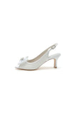 Open Toe Beaded Lace Wedding Shoes With Bow