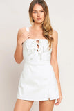 FIRST DATE WHITE DENIM SKORT ROMPER