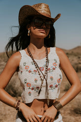 Desiree Embroidered Crochet Tank