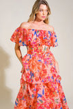 STROLL THE AVENUES MIDI DRESS PEACH