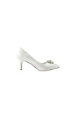Wedding Shoes Close Toe Stiletto Heel Satin With Rhinestone Ruffles