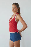 Leni Polka Dot Lace Halter Top