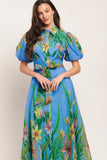 PALM SERENADE BLUE MIDI DRESS