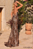 89405 Amarra Leopard Print Fitted Gown