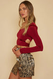 Brooke Cutout One Shoulder Top in Burgundy