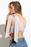Erika One Shoulder Tie Crop Top in Taupe