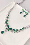 Royal Blue Butterfly Crystal Drop Earrings Necklace Jewelry Set