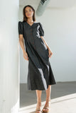 Conley Pinstripe Midi Dress in Black