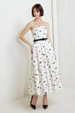 BLACK ROSE STRAPLESS MIDI DRESS