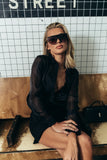 Liberty Sheer Button Up Blouse in Black FINAL SALE