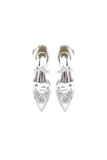 White Cross Strap Pump with Crystal Flower Accent
