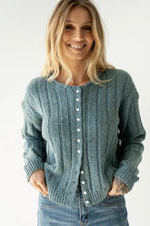 Katira Button Up Sweater in Blue