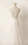 A Line Tulle Lace V Neck Wedding Dress With Sweep Train