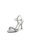 Open Toe Stiletto Heels With Rhinestone