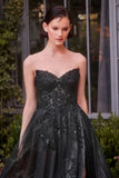 A1378 STRAPLESS LAYERED TULLE BALL GOWN BLACK NUDE Andrea Leo