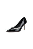 Ivory High Heels with Crystal Embellished Metal Accent