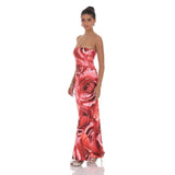 Lucy in the Sky Rose Strapless Maxi Dress in Red