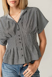 Alec Striped Blouse in Grey FINAL SALE